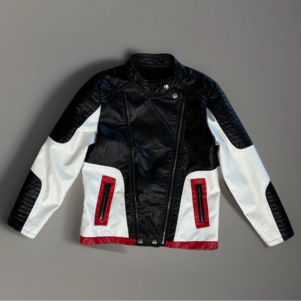 Kids Black and White Jacket with Red Accents